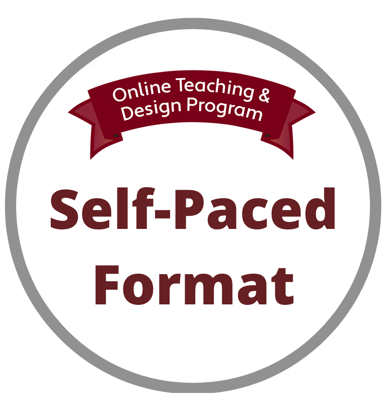 circle with maroon ribbon, text "Online Teaching & Design Program"